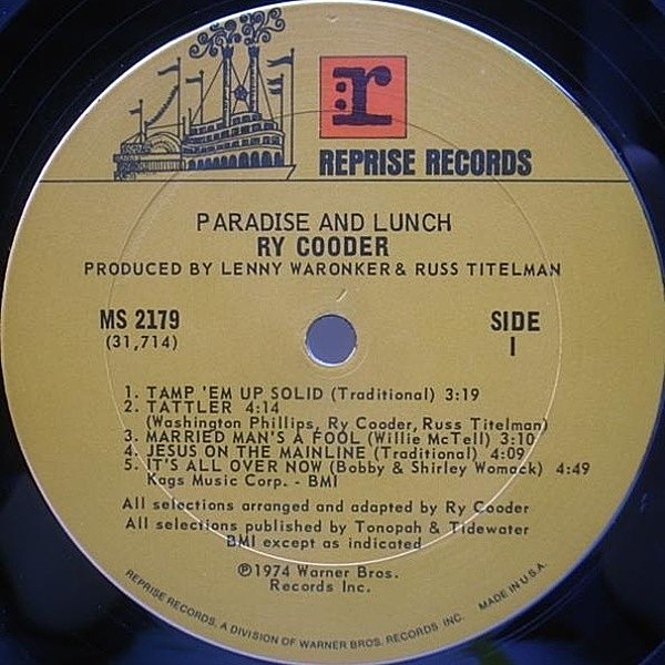 RY COODER / Paradise And Lunch (LP) / Reprise | WAXPEND RECORDS