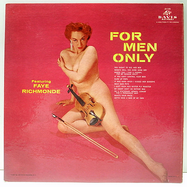 レコードメイン画像：良好品!! MONO 深溝 USオリジナル FAYE RICHMONDE For Men Only ('57 Davis) レアなノベルティもの 全編歌ってます セクシー SEXY JACKET