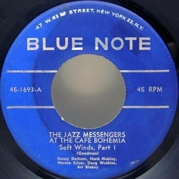 レコードメイン画像：BLUE NOTE 45 THE JAZZ MESSENGERS Cafebohemia Soft Winds EP 7