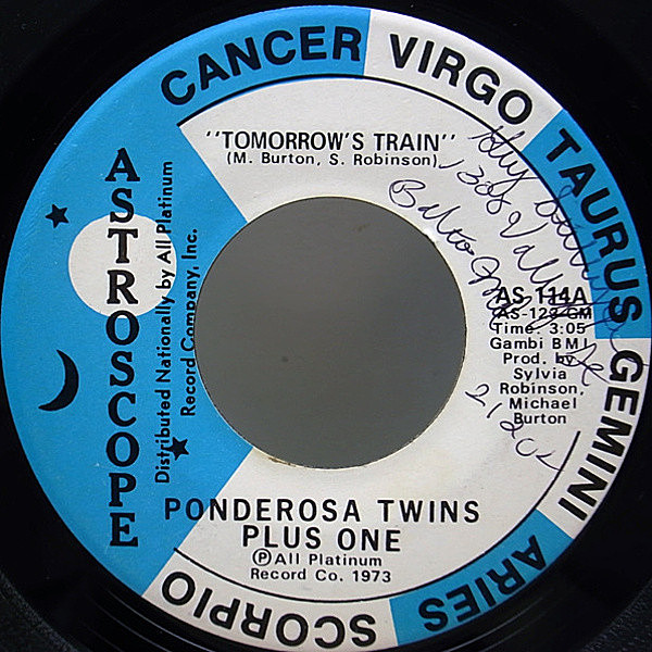 レコードメイン画像：7インチ USオリジナル PONDEROSA TWINS + ONE Tomorrow's Train ('73 Astroscope) モダン・ソウル 試聴 45 RPM.