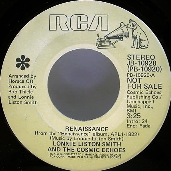 レコードメイン画像：レア 7 プロモ LONNIE LISTON SMITH Renaissance / Space Lady ('76 RCA) JAZZ FUNK, RARE GROOVE