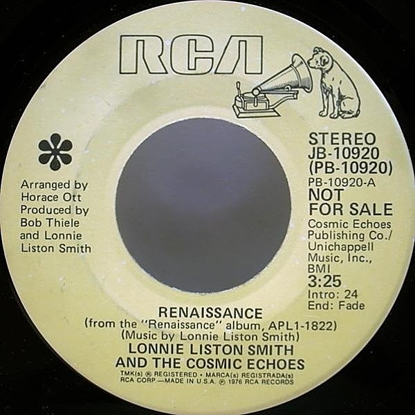 レコードメイン画像：レア 7 プロモ LONNIE LISTON SMITH Renaissance / Space Lady ('76 RCA) JAZZ FUNK, RARE GROOVE