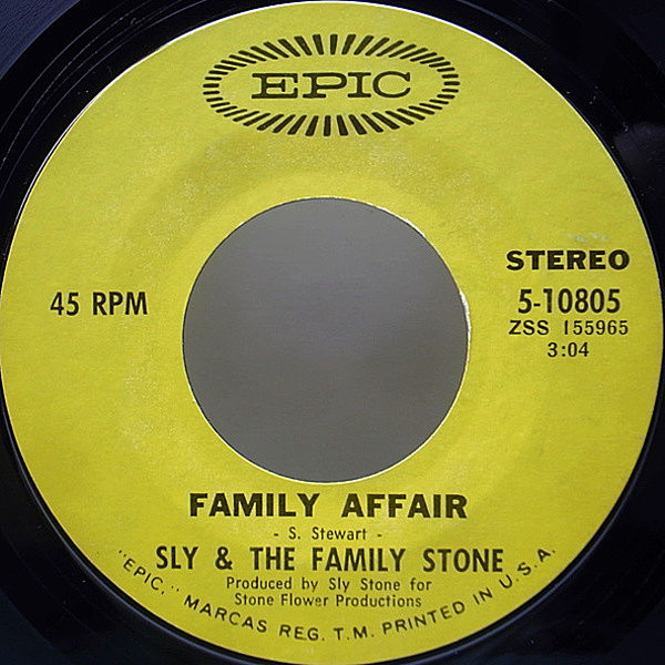 レコードメイン画像：7 USオリジナル SLY & THE FAMILY STONE Family Affair / Luv n' Haight ('67Epic) カバー名曲 45RPM.