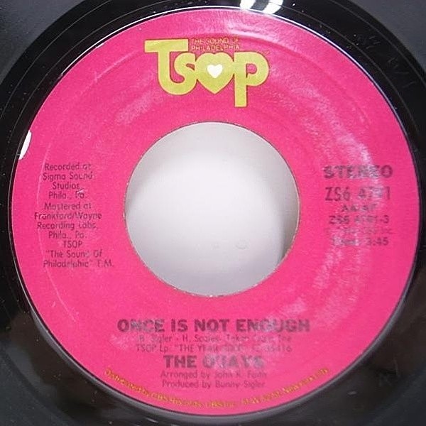 レコードメイン画像：7 USオリジナル THE O'JAYS Once Is Not Enough / To Prove I Love You ('80TSOP) 45RPM