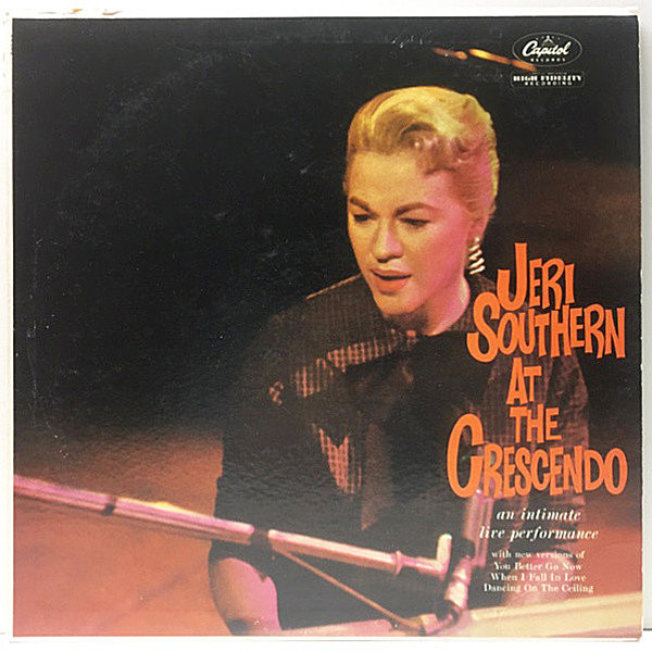 レコードメイン画像：MONO 初版 縦線 左ロゴ 虹ツヤ USオリジナル JERI SOUTHERN At The Crescendo ('60 Capitol) 名門クラブでの傑作ライヴ 米 初回 モノラル