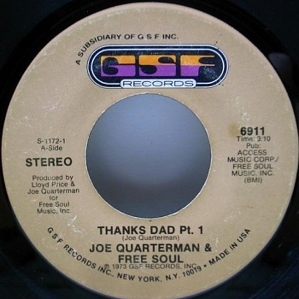 レコードメイン画像：soul funk 45!! JOE QUARTERMAN & FREE SOUL Thanks Dad / 7inch