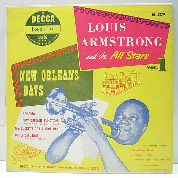 レコードメイン画像：【サッチモのコンボ演奏】10'' FLAT 深溝 MONO オリジナル LOUIS ARMSTRONG New Orleans Days ('50 Decca) Jack Teagarden, Earl Hines 他