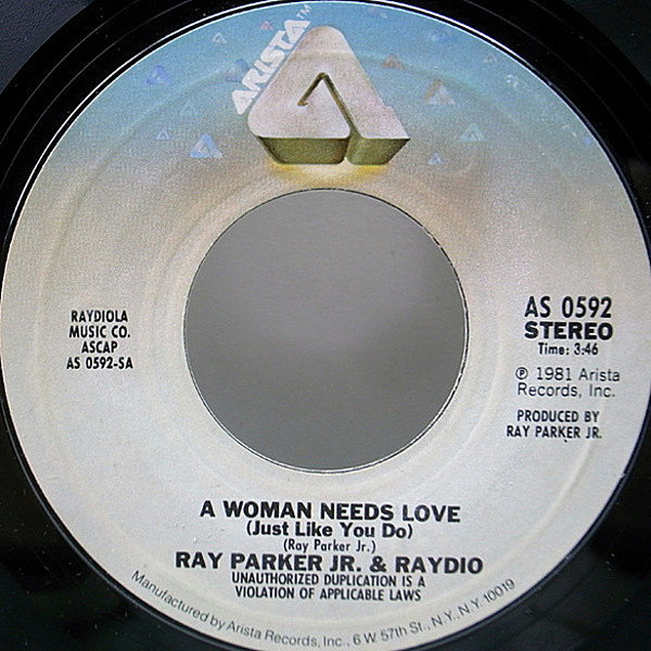 レコードメイン画像：美盤!! 7インチ USオリジナル RAY PARKER JR. A Woman Needs Love ／ So Into You ('81 Arista) スウィート・メロウ・クラシック 45RPM.
