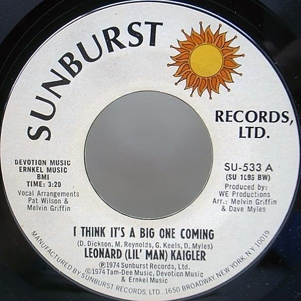 レコードメイン画像：JACKSON 5 タイプのレア・キッズ・ソウル！7 オリジナル LEONARD (LIL' MAN) KAIGLER I Think It's A Big One Coming ('74 Sunburst) 試聴