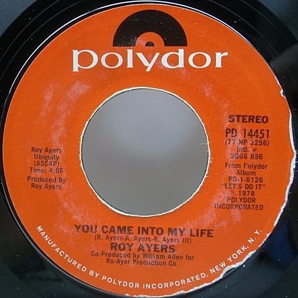 レコードメイン画像：7 オリジナル ROY AYERS You Came In To My Life / Freaky Deaky ('78 Polydor) アーバン・グッド・メロウ＆ディスコ・ファンク