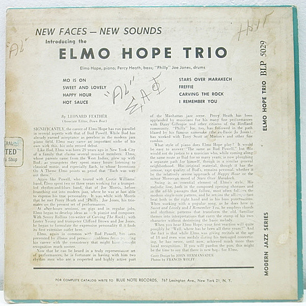 ELMO HOPE / New Faces - New Sounds (10) / Blue Note