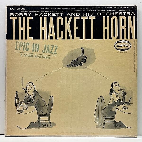 レコードメイン画像：良好!! FLAT 1st LG規格 MONO 深溝 USオリジナル BOBBY HACKETT The Hackett Horn ('55 Epic LG 3106) Steig 猫ジャケ・シリーズ 人気作
