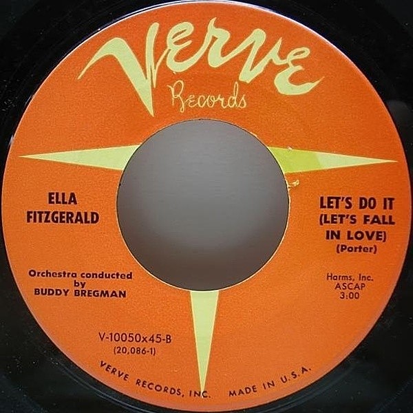 レコードメイン画像：美盤!! 初回 橙Tラベ ELLA FITZGERALD Manhattan / Let's Do It - Let's Fall In Love ('57 Verve) 7インチ 45 RPM.