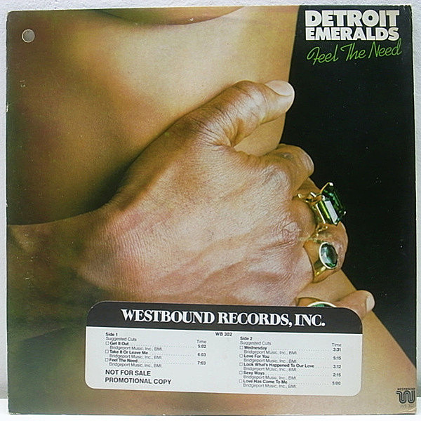 レコードメイン画像：プロモ USオリジナル DETROIT EMERALDS Feel The Need ('77 Westbound) SET IT OUT 収録 | ABRIM TILMON Prod.