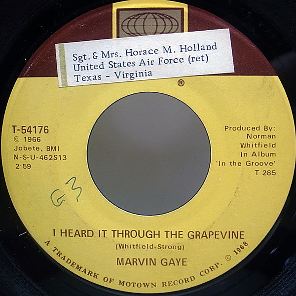 レコードメイン画像：大ヒット曲 7' MARVIN GAYE I Heard It Through The Grapevine