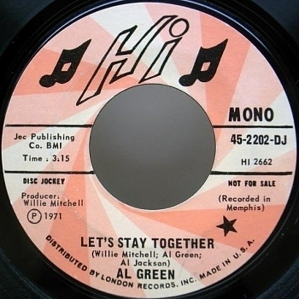 レコードメイン画像：プロモ MONO!! USオリジ 45 AL GREEN Let's Stay Together 希少!