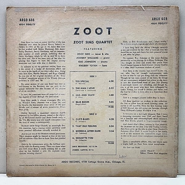 ZOOT SIMS / Zoot (LP) / Argo | WAXPEND RECORDS