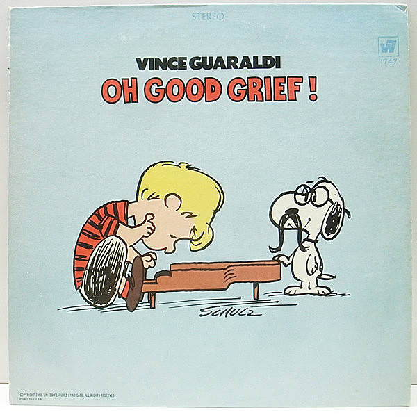 レコードメイン画像：スヌーピー関連 : 人気作!! 美盤 Wマーク無し VINCE GUARALDI Oh Good Grief (Warner Bros.) BURBANKラベ LP 名盤