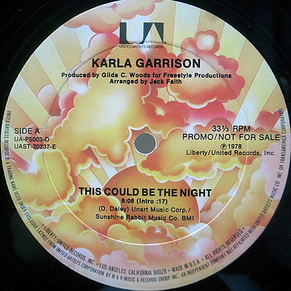 レコードメイン画像：プロモ 12 オリジナル KARLA GARRISON This Could Be The Night ('78 United) PROMO / PLAYS FINE!!