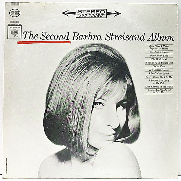 レコードメイン画像：良品!! 初版 黒文字 2eye US 完全オリジナル BARBRA STREISAND Second Album ('63 Columbia) 1st Black Lettering Label. 名盤