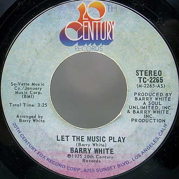 レコードメイン画像：オリジナル BARRY WHITE Let The Music Play ('75 20th Century) '70s 美メロ／込み上げソウル・クラシック
