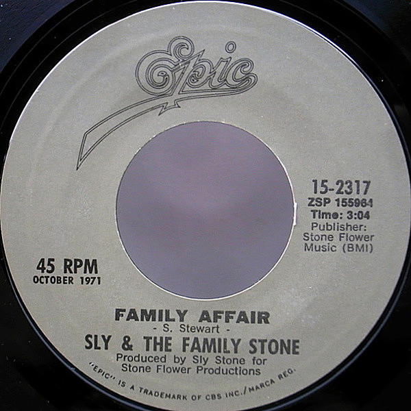 レコードメイン画像：暴動の人気曲をカップリング!! 7インチ SLY & THE FAMILY STONE Family Affair / Runnin' Away (Epic) 45RPM