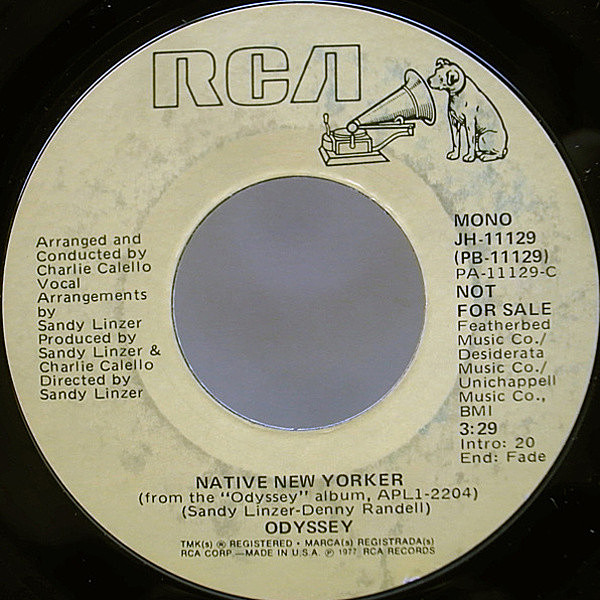 レコードメイン画像：プロモ・オンリー MONO 7 オリジナル ODYSSEY Native New Yorker ('77 RCA) PROMO モノラル AFTER HOURS DISCO CLASSIC!!