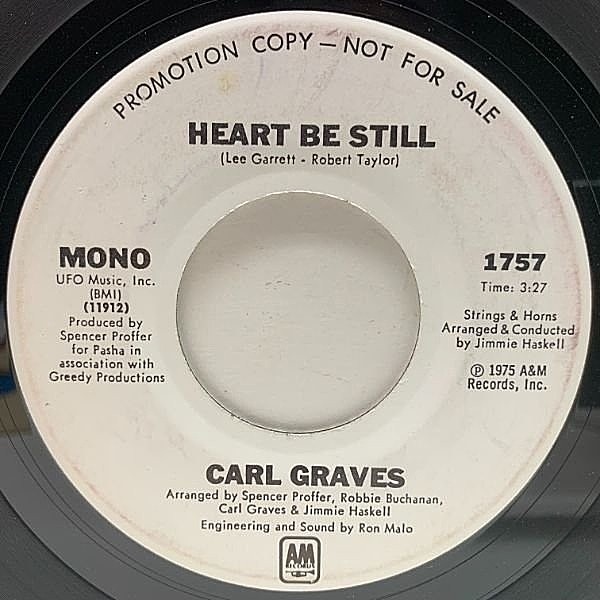 レコードメイン画像：プロモオンリー MONO & STEREO ヴァイナル仕様 USオリジナル CARL GRAVES Heart Be Still ('75 A&M) 元SKYLARK 溌剌モダンダンサー！