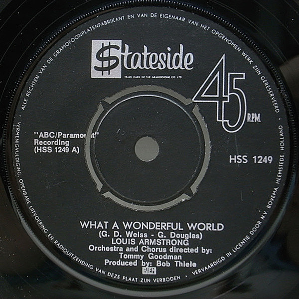 レコードメイン画像：不朽の名曲 この素晴らしき世界 7インチ 美盤 LOUIS ARMSTRONG What A Wonderful World / Cabaret ('68 Stateside) EP 45RPM.