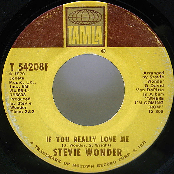 レコードメイン画像：妻シリータとのラヴリーな名曲！7'' USオリジナル STEVIE WONDER If You Really Love Me / Think Of Me As Your Soldier ('71 Tamla)