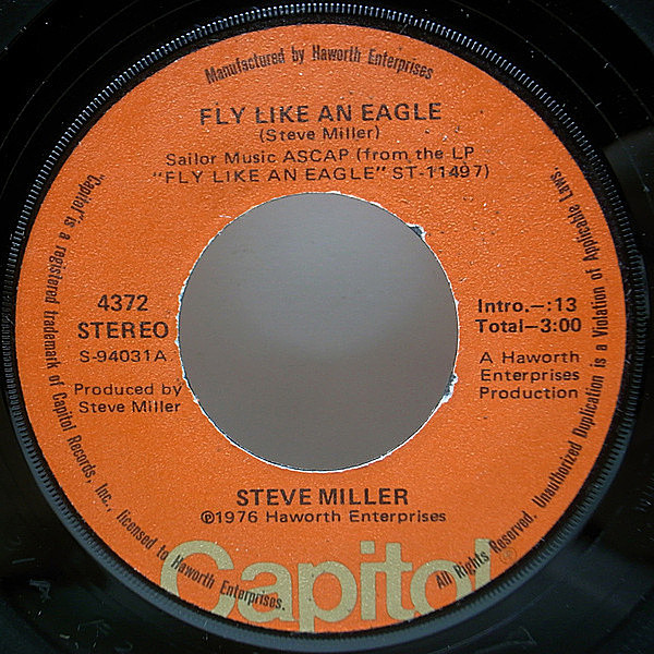 レコードメイン画像：A.T.C.Q.／BIZ MARKIE ネタ 7 オリジナル STEVE MILLER Fly Like An Eagle / The Lovin' Cup ('76 Capitol) SAMPLING サンプリング