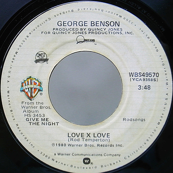 レコードメイン画像：アーバン・モダンダンサー!! 7 オリジナル GEORGE BENSON Love X Love / Love Dance ('80 Warner Bros.) 45RPM.
