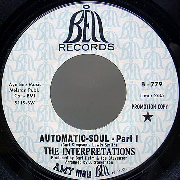 レコードメイン画像：美盤!! プロモ 7 USオリジナル INTERPRETATIONS Automatic Soul ('69 Bell) 45RPM.ソウル・ファンク