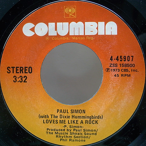 レコードメイン画像：美盤 7 オリジナル PAUL SIMON Loves Me Like A Rock / Learn How To Fall ('73 Columbia) シングル 45RPM.