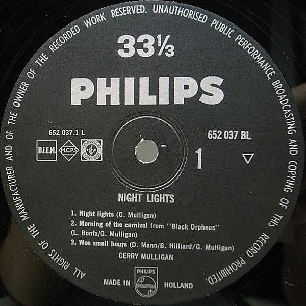 GERRY MULLIGAN / Night Lights (LP) / Philips | WAXPEND RECORDS