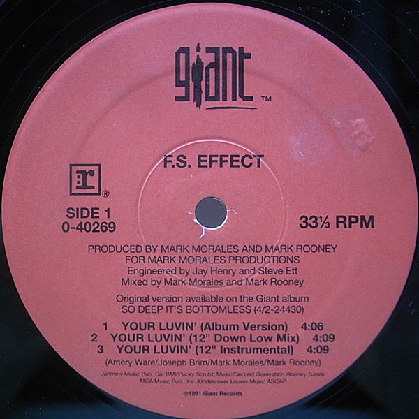 レコードメイン画像：F.S. EFFECT Your Luvin' ('91 Giant) Impeach The Presidentネタ使い New Jack Swing、R&B、歌モノラップ