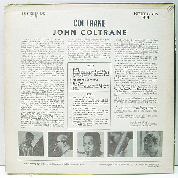 JOHN COLTRANE / Coltrane (LP) / Prestige | WAXPEND RECORDS