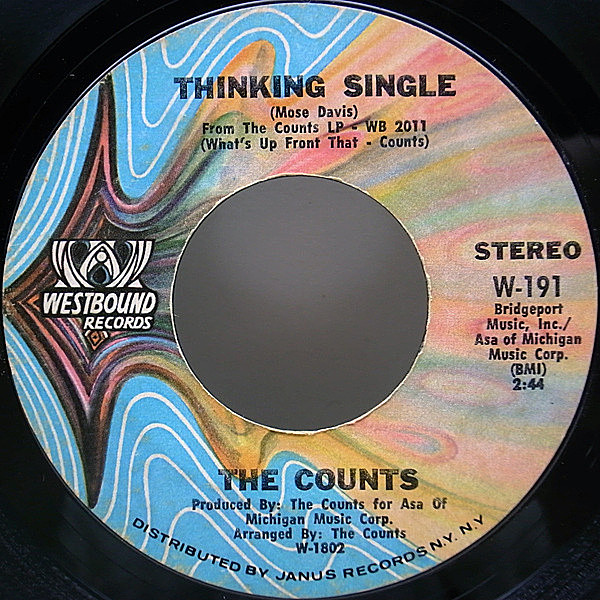 レコードメイン画像：7 USオリジナル THE COUNTS Thinking Single ('71 WESTBOUND) 45RPM.