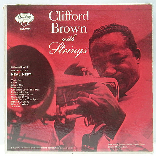 レコードメイン画像：青刷り MONO 深溝 小ドラマー CLIFFORD BROWN With Strings ('55 EmArcy MG-36005) 鮮色 コーティング・ジャケット