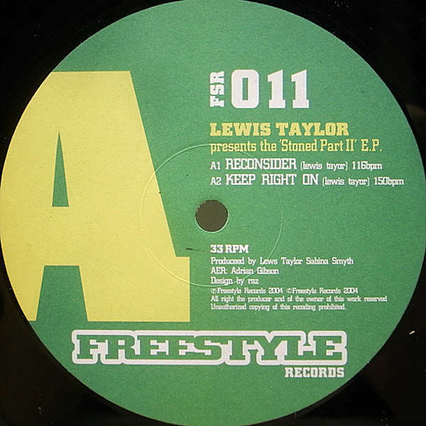 レコードメイン画像：UK 12" LEWIS TAYLOR Reconsider / The 'Stoned Part II' EP ('04 Freestyle) ブギー・ソウル／ルイス・テイラー