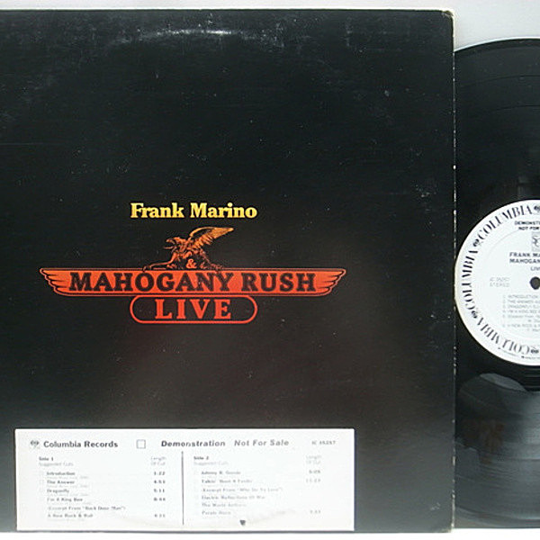 レコードメイン画像：プロモ 極美盤 オリジナル FRANK MARINO & MAHOGANY RUSH Live ('78 Columbia) WHITE PROMO LP ハード・ロック 傑作ライヴ