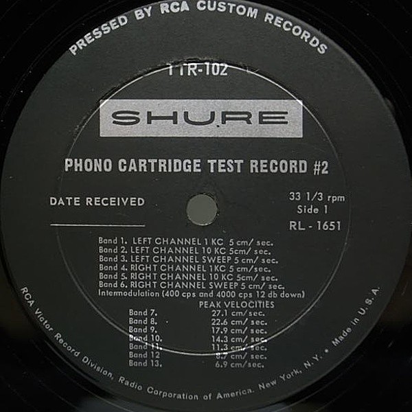 レコードメイン画像：珍品 SHURE Phono Cartridge Test Record TTR-102 テスト用 非売