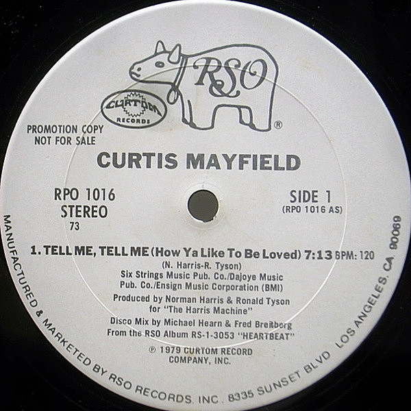 レコードメイン画像：レア!! PROMO CURTIS MAYFIELD Tell Me, Tell Me (How Ya Like To Be Loved) ('79 RSO) GARAGE CLASSICS