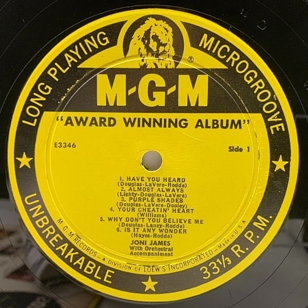 JONI JAMES / Award Winning Album (LP) / MGM | WAXPEND RECORDS