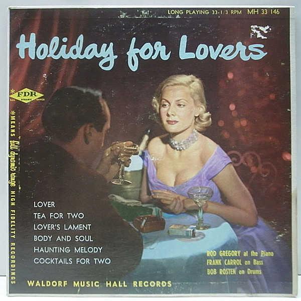 レコードメイン画像：良盤!! 10 FLAT 深溝 MONO オリジナル Rod Gregory / Frank Carrol / Bob Rosten「Holiday For Lovers」ピアノトリオ／カクテル・ジャズ