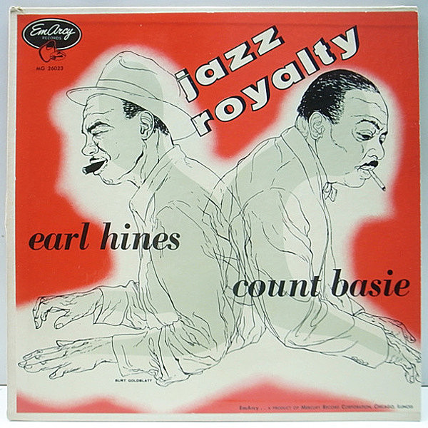 レコードメイン画像：10インチ FLAT, YMG, 大ドラマー, 青刷 オリジナル COUNT BASIE / EARL HINES Jazz Royalty (EmArcy) Lester Young, Freddie Green 他