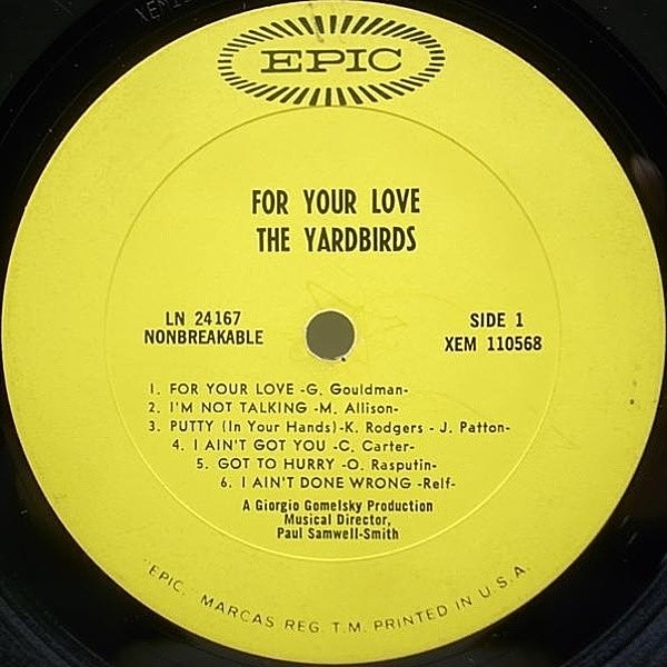 YARDBIRDS / For Your Love (LP) / Epic | WAXPEND RECORDS