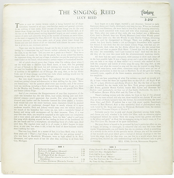 LUCY REED / The Singing Reed (LP) / Fantasy | WAXPEND RECORDS