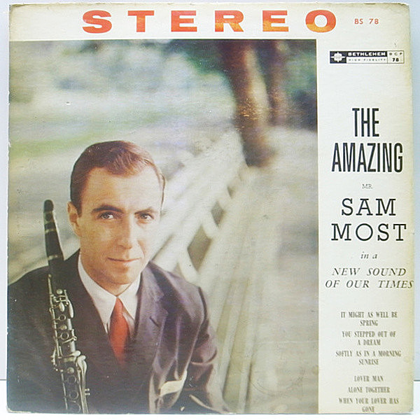レコードメイン画像：1st 青ラベ 両溝 STEREO オリジナル SAM MOST The Amazing Mr. Most ('57 Bethlehem) Hall Overton, Jimmy Raney, Roy Haynes