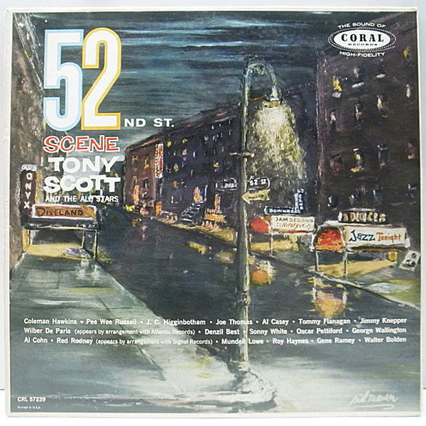 レコードメイン画像：美盤!音抜群! FLAT 深溝 MONO オリジナル TONY SCOTT 52nd St. Scene ('58 Coral) Red Rodney, Coleman Hawkins, Tommy Flanagan ほか